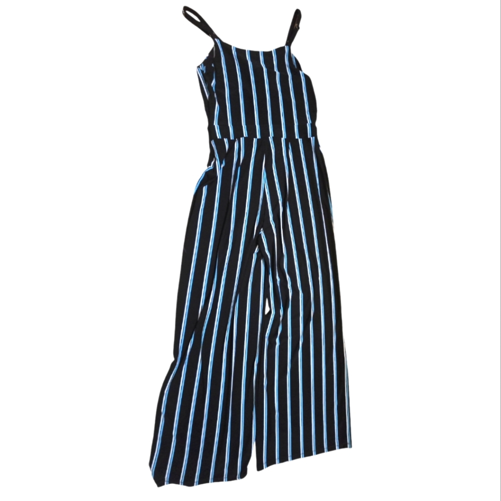 Blue and Black striped jumpsuit